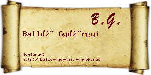 Balló Györgyi névjegykártya